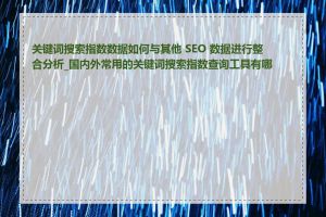 关键词搜索指数数据如何与其他 SEO 数据进行整合分析_国内外常用的关键词搜索指数查询工具有哪些