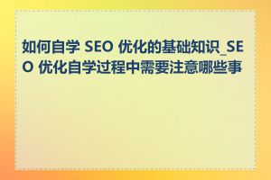 如何自学 SEO 优化的基础知识_SEO 优化自学过程中需要注意哪些事项