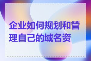 企业如何规划和管理自己的域名资产
