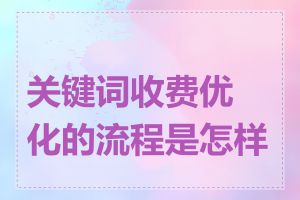 关键词收费优化的流程是怎样的