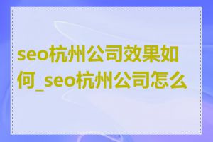 seo杭州公司效果如何_seo杭州公司怎么样