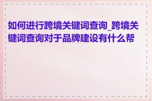 如何进行跨境关键词查询_跨境关键词查询对于品牌建设有什么帮助