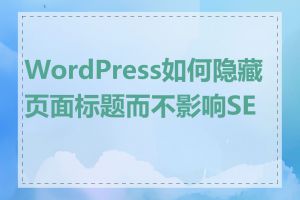 WordPress如何隐藏页面标题而不影响SEO
