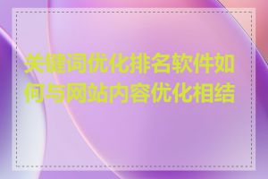 关键词优化排名软件如何与网站内容优化相结合