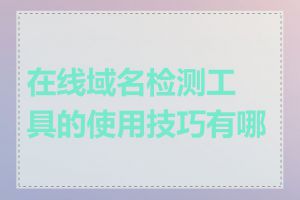 在线域名检测工具的使用技巧有哪些