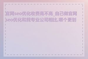 官网seo优化收费高不高_自己做官网seo优化和找专业公司相比,哪个更划算