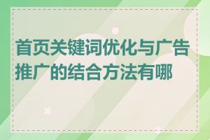首页关键词优化与广告推广的结合方法有哪些