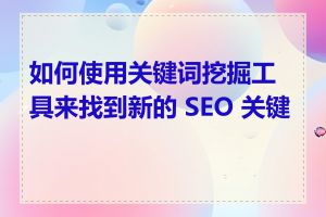 如何使用关键词挖掘工具来找到新的 SEO 关键词