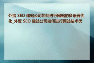 外贸 SEO 建站公司如何进行网站的多语言优化_外贸 SEO 建站公司如何进行网站技术优化