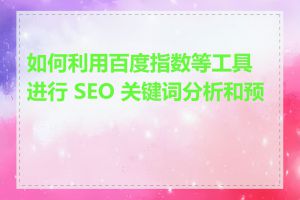 如何利用百度指数等工具进行 SEO 关键词分析和预测