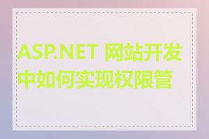 ASP.NET 网站开发中如何实现权限管理