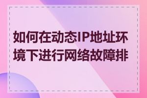 如何在动态IP地址环境下进行网络故障排查