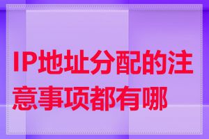 IP地址分配的注意事项都有哪些