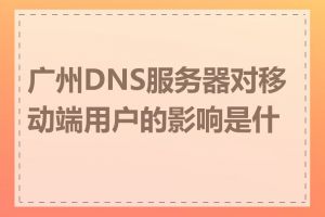 广州DNS服务器对移动端用户的影响是什么