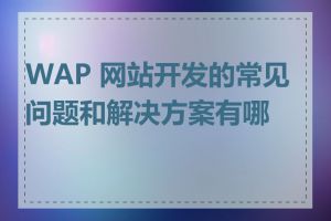 WAP 网站开发的常见问题和解决方案有哪些