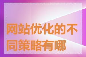 网站优化的不同策略有哪些