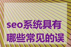 seo系统具有哪些常见的误区