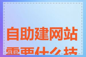 自助建网站需要什么技能