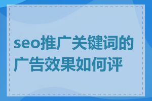 seo推广关键词的广告效果如何评估