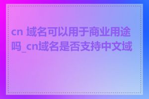 cn 域名可以用于商业用途吗_cn域名是否支持中文域名