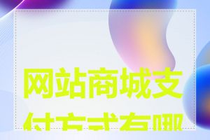 网站商城支付方式有哪些