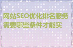 网站SEO优化排名服务需要哪些条件才能实施