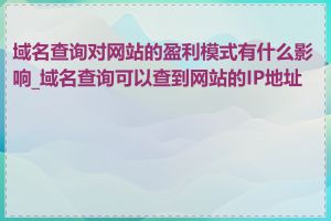 域名查询对网站的盈利模式有什么影响_域名查询可以查到网站的IP地址吗