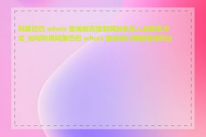 阿里巴巴 whois 查询能否查到网站负责人的联系方式_如何利用阿里巴巴 whois 查询进行网络监测和分析
