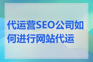 代运营SEO公司如何进行网站代运营