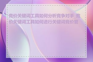 竞价关键词工具如何分析竞争对手_竞价关键词工具如何进行关键词竞价管理