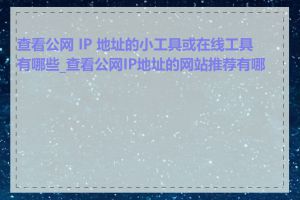 查看公网 IP 地址的小工具或在线工具有哪些_查看公网IP地址的网站推荐有哪些