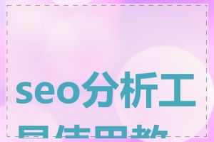 seo分析工具使用教程