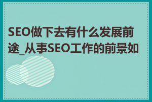 SEO做下去有什么发展前途_从事SEO工作的前景如何