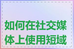 如何在社交媒体上使用短域名