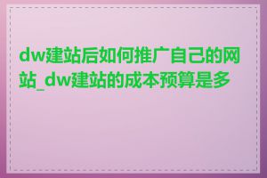 dw建站后如何推广自己的网站_dw建站的成本预算是多少