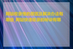 网站收录慢的原因及解决办法有哪些_网站快速收录的秘诀有哪些