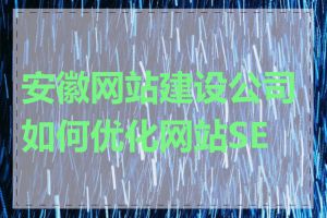 安徽网站建设公司如何优化网站SEO
