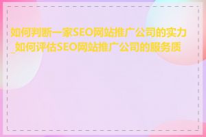 如何判断一家SEO网站推广公司的实力_如何评估SEO网站推广公司的服务质量