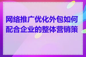 网络推广优化外包如何配合企业的整体营销策略
