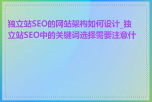 独立站SEO的网站架构如何设计_独立站SEO中的关键词选择需要注意什么