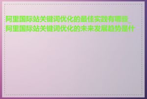 阿里国际站关键词优化的最佳实践有哪些_阿里国际站关键词优化的未来发展趋势是什么