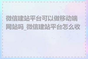 微信建站平台可以做移动端网站吗_微信建站平台怎么收费