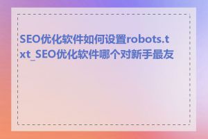 SEO优化软件如何设置robots.txt_SEO优化软件哪个对新手最友好