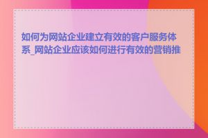 如何为网站企业建立有效的客户服务体系_网站企业应该如何进行有效的营销推广