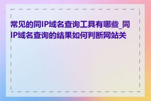 常见的同IP域名查询工具有哪些_同IP域名查询的结果如何判断网站关系