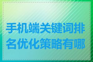 手机端关键词排名优化策略有哪些