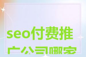 seo付费推广公司哪家好