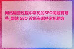 网站运营过程中常见的SEO问题有哪些_网站 SEO 诊断有哪些常见的方法