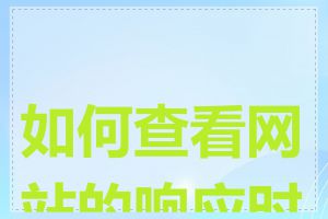 如何查看网站的响应时间