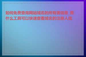 如何免费查询网站域名的所有者信息_用什么工具可以快速查看域名的注册人信息